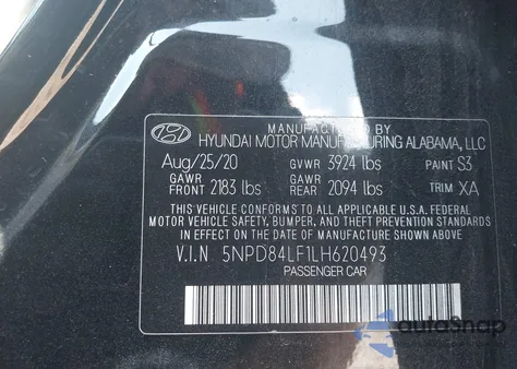 2020 Hyundai Elantra Value Edition z USA, uszkodzony, nr VIN 5NPD84LF1LH620493